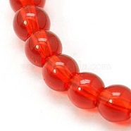 4mm Red Transparent Round Glass Beads Strands Spacer Beads, about 4mm in diameter, hole: 0.5mm, about 80pcs/strand, 13 inch(X-GR4mm47Y)