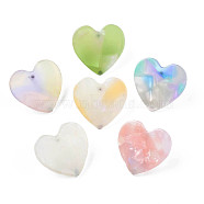 Cellulose Acetate(Resin) Heart Stud Earrings with 316 Stainless Steel Pins for Women, Mixed Color, 24x25.5mm, Pin: 0.7mm(EJEW-N050-02)