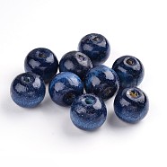 Natural Maple Wood Beads, Dyed, Round, Marine Blue, 19~20x17.5~18mm, Hole: 4.5mm, about 400pcs/1000g(TB20mmY-8)