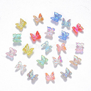 Resin Cabochons, Nail Art Decoration Accessories, AB Color Plated, 3D Butterfly, Mixed Color, 6.5x6.5x3.5mm(MRMJ-R063-02)