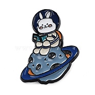 Rabbit Spaceman Enamel Pin, Alloy Brooch for Backpack Clothes, Steel Blue, 30.5x25x2mm(JEWB-P033-02C)