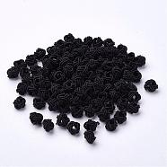 Polyester Weave Beads, Round, Black, 6x5mm, Hole: 4mm, about 200pcs/bag(WOVE-N002-05)