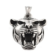 Retro 304 Stainless Steel Pendants, Antique Silver, Tiger, 38x33.5x20mm, Hole: 5x8.5mm(STAS-I205-36AS-B)
