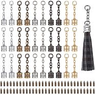 30 Sets 5 Colors Zinc Alloy Cord Ends, with Chain Extender and Screw, Column, Mixed Color, Column: 43mm, Hole: 6mm, Inner Diameter: 17.5mm, Screw: 8x2.2mm, 2Pcs/set(FIND-CA0005-47)