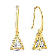 SHEGRACE Brass Dangle Earrings, with Grade AAA Cubic Zirconia, Triangle, Golden, 33.8mm(JE721C)
