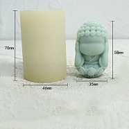 3D Buddha Statue DIY Food Grade Silicone Candle Molds, Aromatherapy Candle Moulds, Scented Candle Making Molds, Floral White, 4.6x7cm(PW-WG37959-02)