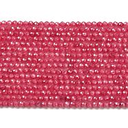 Cubic Zirconia Bead Strands, Faceted Rondelle, Red, 2mm, Hole: 0.6mm, about 187pcs/strand, 14.76 inch(37.5cm)(ZIRC-C006-01A-11)