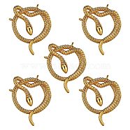 5Pcs Brass Micro Pave Clear Cubic Zirconia Pendants, Long-Lasting Plated, Snake Shape, Golden, 26x19x2.7mm, Hole: 1mm(ZIRC-SZ0002-89)