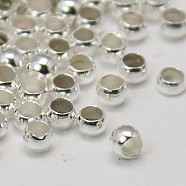 Brass Crimp Beads, Rondelle, Silver Color Plated, about 2.5mm in diameter, hole: 1.2mm(J0JMN022)