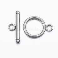 304 Stainless Steel Toggle Clasps, Stainless Steel Color, 19.5x14.5x2mm, Hole: 3mm, Bar: 22x8x3mm, Hole: 3mm(STAS-H376-77)