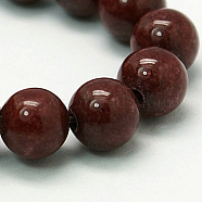 Natural Mashan Jade Round Beads Strands, Dyed, Saddle Brown, 8mm, Hole: 1mm, about 51pcs/strand, 15.7 inch(G-D263-8mm-XS05)