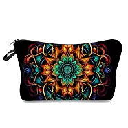 Mandala Flower Print Linen Cosmetic Zipper Pouches, Waterproof Clutch Bag, Toilet Bag for Women, Colorful, 25x17cm(PW-WGC854E-02)