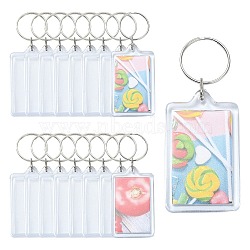 Acrylic Photo Frame Keychain, with Iron Split Key Rings, Rectangle, Rectangle, 5.3x3.5cm(KEYC-YW0001-07)