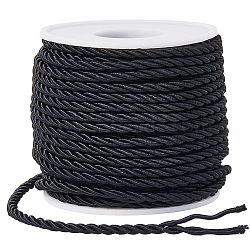 20M 3-Ply Polyester Twisted Cord, Milan Cord for Home Decoration, Upholstery, Curtain Tieback, Black, 3mm(OCOR-SP0001-22B-05)