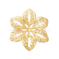 Iron Filigree Joiners, Etched Metal Embellishments, Flower, Golden, 43x38x2.5mm(FIND-B020-21G)