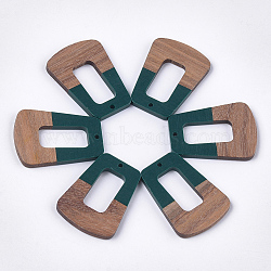 Resin & Walnut Wood Pendants, Trapezoid, Dark Slate Gray, 37~37.5x27~27.5x3~3.5mm, Hole: 2mm(RESI-S358-84I)