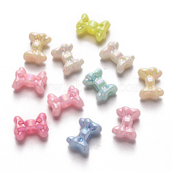 Opaque Acrylic Beads, AB Color Plated, Bowknot, Mixed Color, 11x15x7mm, Hole: 3.8mm, about 1000pcs/500g(SACR-R250-08)