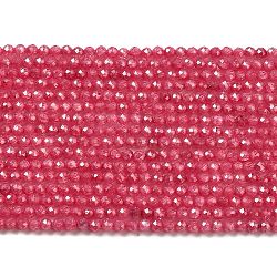 Cubic Zirconia Bead Strands, Faceted Rondelle, Red, 2mm, Hole: 0.6mm, about 187pcs/strand, 14.76 inch(37.5cm)(ZIRC-C006-01A-11)