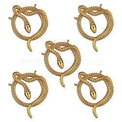 5Pcs Brass Micro Pave Clear Cubic Zirconia Pendants, Long-Lasting Plated, Snake Shape, Golden, 26x19x2.7mm, Hole: 1mm(ZIRC-SZ0002-89)