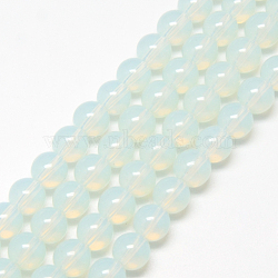 Baking Painted Glass Beads Strands, Imitation Opalite, Round, White, 10mm, Hole: 1.3~1.6mm, about 80pcs/strand, 31.4 inch(X-DGLA-Q023-10mm-DB1)