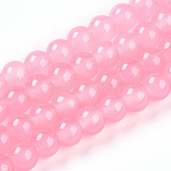 Baking Painted Imitation Jade Glass Round Bead Strands, Light Coral, 6.5mm, Hole: 1.5mm, about 145pcs/strand, 31.8 inch(X-DGLA-Q021-6mm-03)