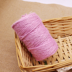 Jute Cord, Jute String, Jute Twine, for Jewelry Making, Pearl Pink, 3mm, about 54.68 yards(50m)/roll(OCOR-L039-C04)