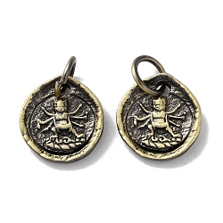 Tibetan Style Brass Pendants, Cadmium Free & Lead Free, Mantis, Antique Bronze, 14.5x13x2mm, Hole: 5mm(KK-M284-36AB)
