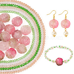 DIY Rose Flower Glass & Acrylic Beads Jewelry Making Finding Kit, Pink, 4~18x4~20x3~11.5mm, Hole: 0.4~2mm(DIY-TA0010-10)