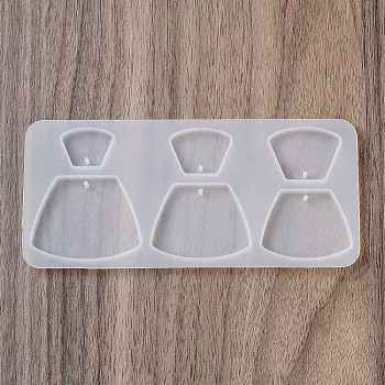 DIY Pendant Silicone Molds, Resin Casting Molds, for UV Resin, Epoxy Resin Jewelry Making, Fan, 67x146x6mm, Hole: 1.6mm, Inner Diameter: 16.5~36x22~47mm