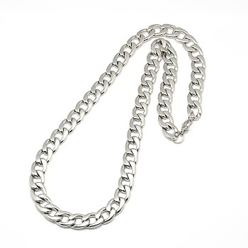 304 Stainless Steel Curb Chain/Twisted Chain Necklaces, with Lobster Claw Clasps, Stainless Steel Color, 23 inch~25 inch(58.4~63.5cm), 12mm
