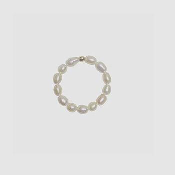 Natural Freshwater Pearl Beaded Stretch Rings, with Alloy Charm, Golden, Inner Diameter: 16mm