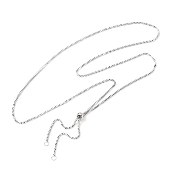 Tarnish Resistant Stainless Steel Slider Necklace Making, with Box Chains, Stainless Steel Color, 24.02 inch(61cm)