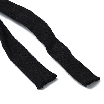 Flat Cotton Hollow Cord, Waist Cap Rope, for Clothing, Black, 15x1.5mm