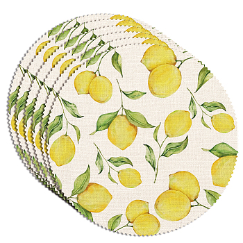 6Pcs Polyester Table Cloth, for Dining Table Decoration, Square, Lemon, 380x380mm