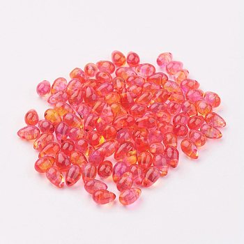 Transparent Resin Beads, Top Drilled Beads, Teardrop, Tomato, 6x4mm, Hole: 1mm