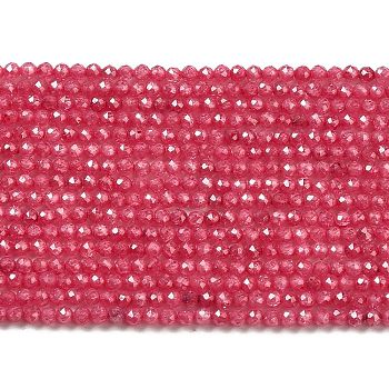 Cubic Zirconia Bead Strands, Faceted Rondelle, Red, 2mm, Hole: 0.6mm, about 187pcs/strand, 14.76 inch(37.5cm)