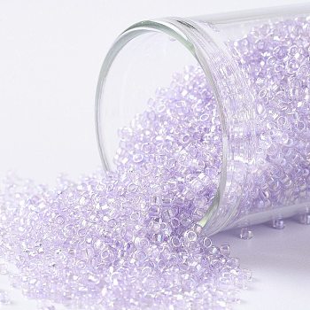 TOHO Round Seed Beads, Japanese Seed Beads, (477) Dyed AB Lavender Mist, 15/0, 1.5mm, Hole: 0.7mm, about 3000pcs/10g