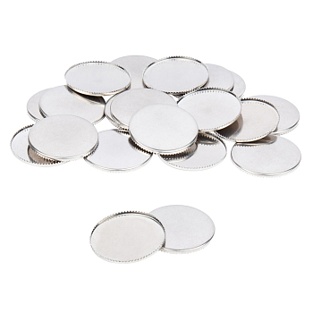 304 Stainless Steel Milled Edge Bezel Cups, Cabochon Settings, Flat Round, Stainless Steel Color, Tray: 25mm, 26x1.5mm