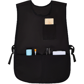 Velvet Sleeveless Apron, without Shoulder Belt, for Household Cleaning Cooking, Black, 740x480x9mm