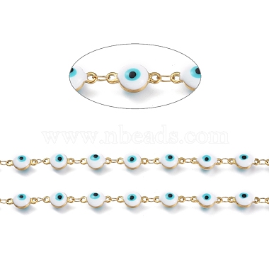 Cyan Stainless Steel+Enamel Link Chains Chain