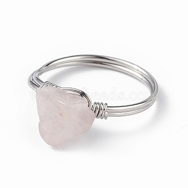 Bague en copeaux de quartz rose naturel(RJEW-L082-03P-04)-3