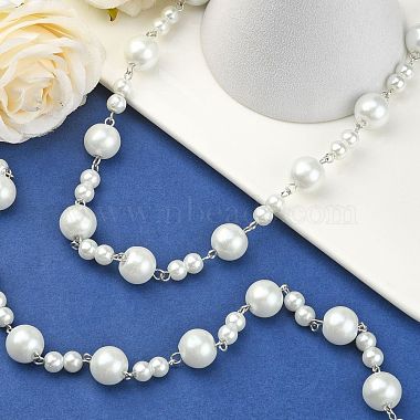 Handmade Round Glass Pearl Beads Chains for Necklaces Bracelets Making(AJEW-JB00055-01)-6
