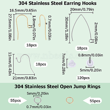 108Pcs 6 Style 304 Stainless Steel Earring Hooks(DIY-SC0021-76)-2