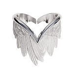 Wing Alloy Adjustable Cuff Open Rings, Platinum, Inner Diameter: Adjustable(FS-WG6CA92-01)