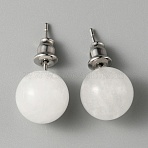 Natural Quartz Crystal Round Stud Earrings, Stainless Iron Jewelry for Women, 21~22x10~11mm, Pin: 0.8mm(EJEW-WH0012-043P-14)