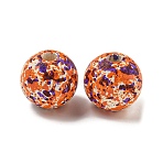 Spray Paint Schima Wood Bead, Round, Halloween/Thanksgiving Theme, Tomato, 16x15mm, Hole: 4.2mm(WOOD-H107-03C)