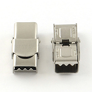 Smooth Surface 201 Stainless Steel Watch Band Clasps, Stainless Steel Color, 25x12x7.5mm, Hole: 9x4mm(STAS-R063-87)