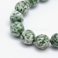 Natural Green Spot Jasper Beads Strands, Round, Faceted, 6mm, Hole: 1mm, about 63pcs/strand, 15.5 inches(G-L148-6mm-01)