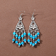 Bohemian tassel turquoise earrings, retro ethnic minority style earrings, personalized temperament, Tibetan ear accessories(JU8957-3)