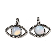 Opalite Pendants, Alloy Eye Charms, Antique Silver, Cadmium Free & Lead Free, 26x35.5x7mm, Hole: 7mm(G-G147-07AS-08)